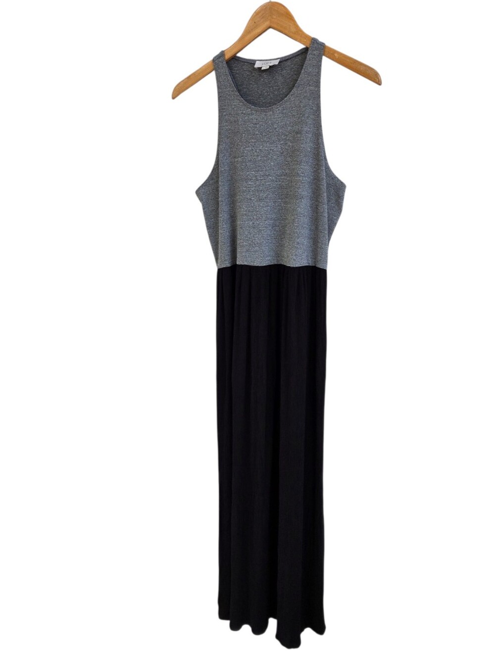 LOFT Two-Tone Sleeveless Maxi Fitted Dress in Gray and Black - Picture 2 of 9